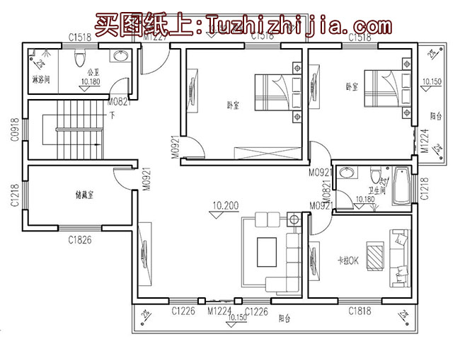 农村三间四层别墅房屋设计图，含外观效果图片