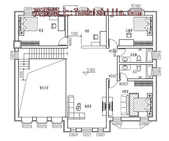 新古典中式风格别墅设计图，全套施工图+效果图