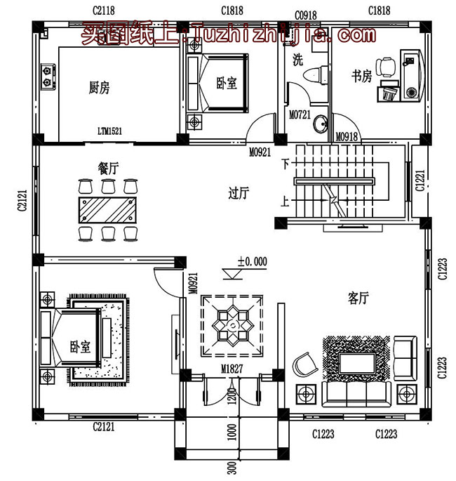 美式二层别墅设计图，含外观效果图，造型精美