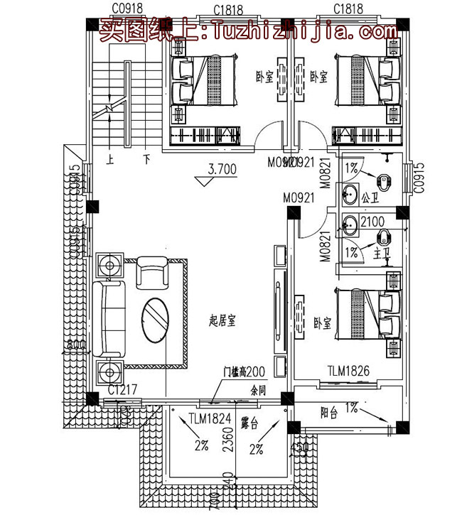 农村两间三层房屋设计图，含外观图片