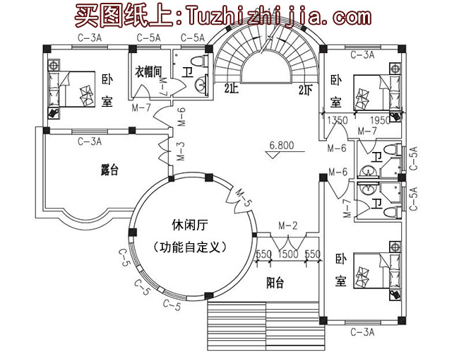 四层（三层半）豪华欧式别墅房屋设计图，外观高端、大气