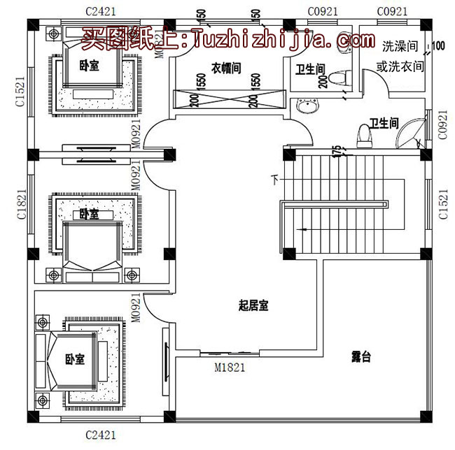 12x12农村三层别墅设计图，自建房屋推荐户型