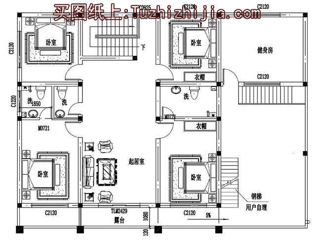 简单农村二层平屋顶房屋设计图，外观简洁、大方