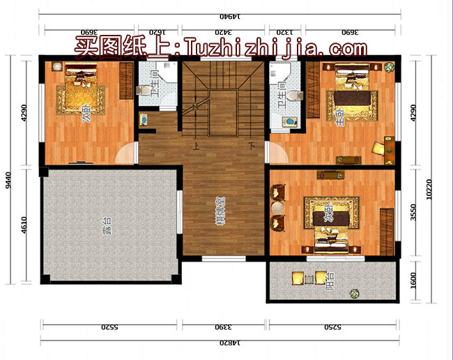 地中海风格二层别墅房屋设计图，带外观效果图