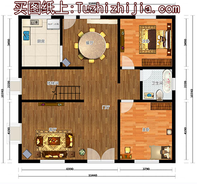 120平方米新农村全套二层施工设计图纸大全11X11米