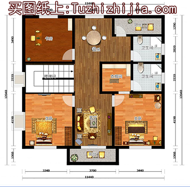 120平方米新农村全套二层施工设计图纸大全11X11米