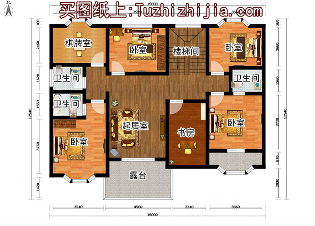 160平方米农村实用型二层自建小别墅设计施工图纸15米*10米