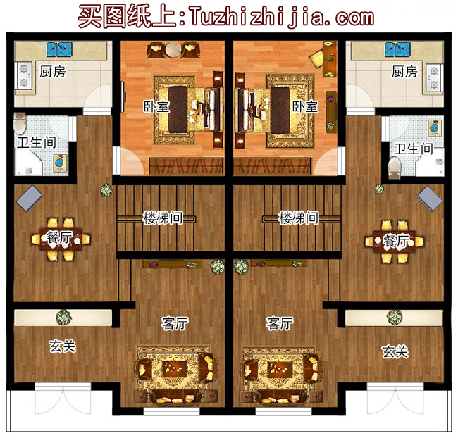 165平方米三层双拼农村房屋设计图大全14x12