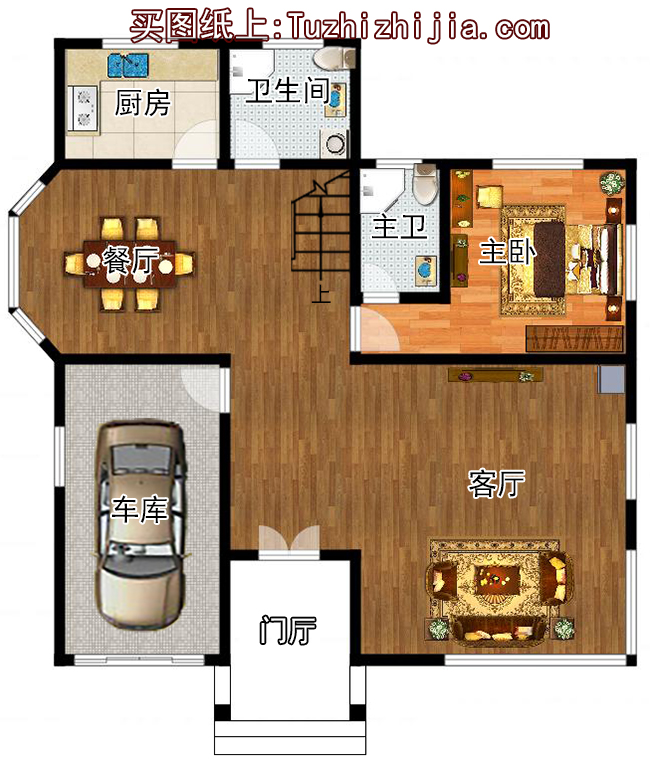 130平方米农村两层房屋施工图纸及效果图占地面积：