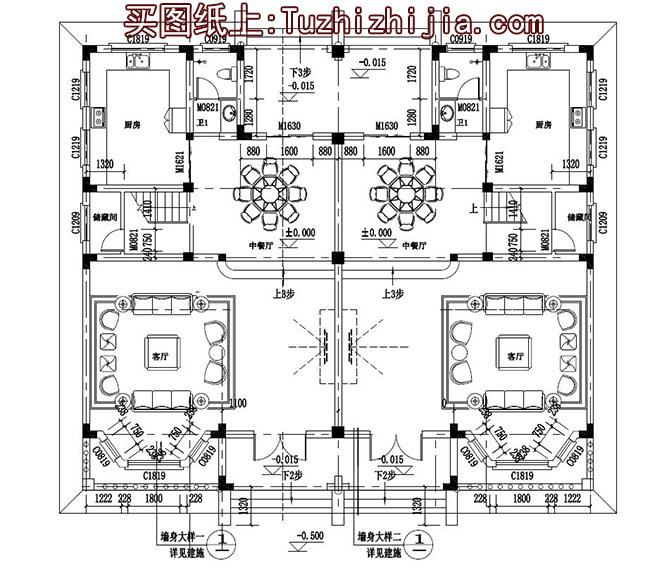 高端大气三层双拼自建房设计图，外观漂亮，240平左右