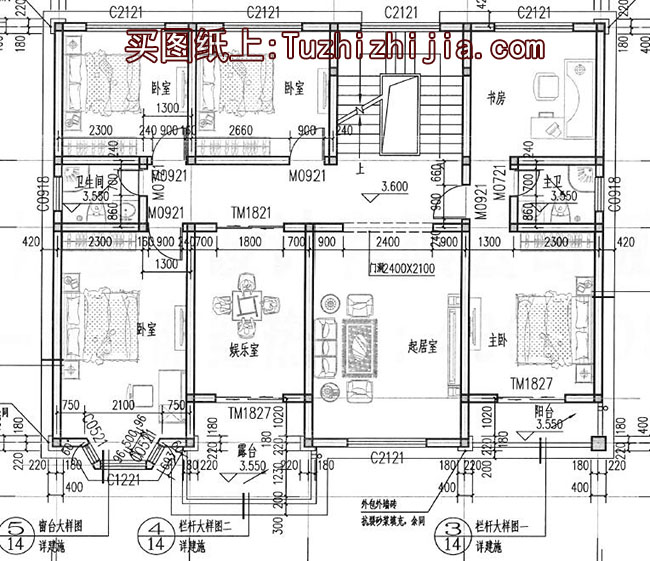 农村二层带阁楼四间别墅设计图，外观美观，户型实用