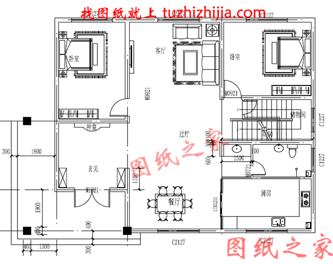 简单实用两层楼的房子设计图，13×10占地130平方米