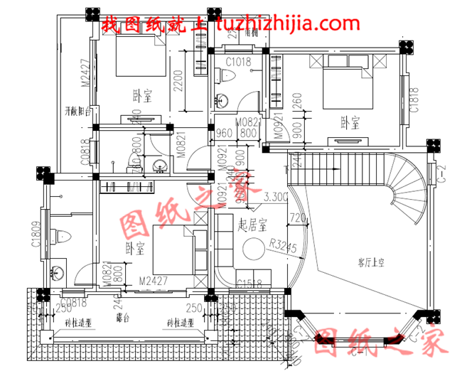 普通农村二层房子设计图 ，复式结构，带车库，160平米左右