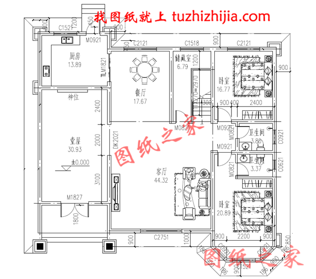 乡下复试三层房子设计图，带堂屋，客厅中空，轻奢风格