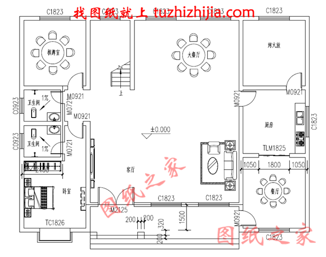 农村4间2层楼房设计图 ，带有烤火房，适宜居住