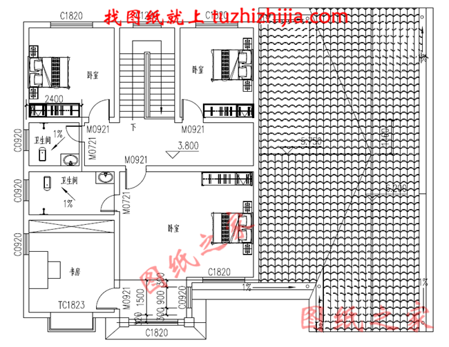 农村4间2层楼房设计图 ，带有烤火房，适宜居住