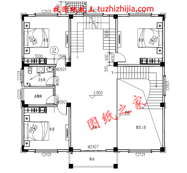 新农村复试两层半楼房设计图，带大露台，简单经济实用大气