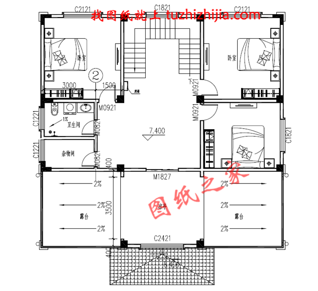 新农村复试两层半楼房设计图，带大露台，简单经济实用大气