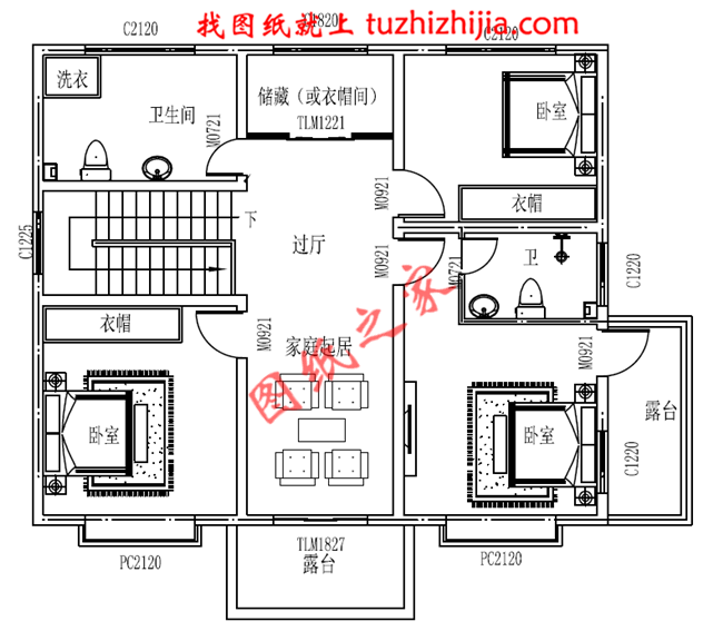 100平方三层楼房设计图及图片，户型设计简约时尚