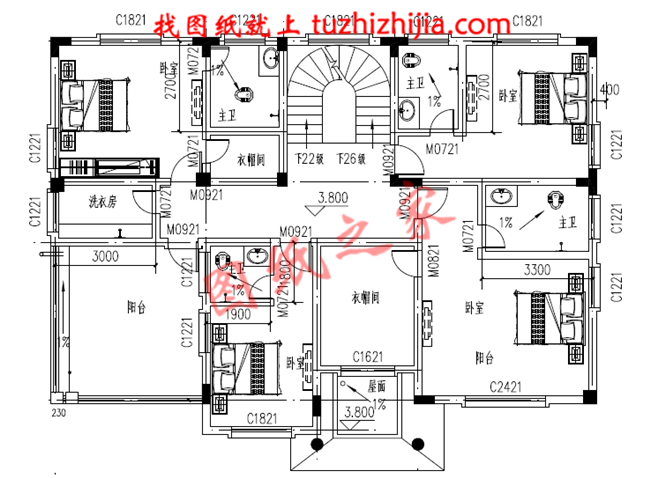 农村4间2层楼房设计图，户型方正，四平八稳的二层农村别墅