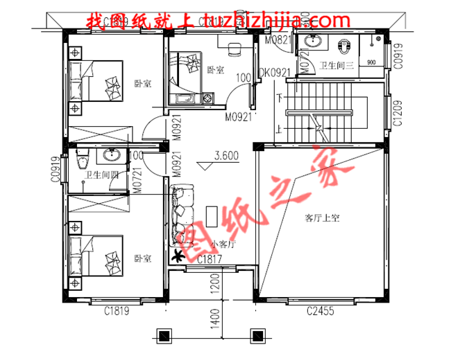 12x10米农村建房图纸，客厅中空，让你后半辈子在称赞声中度过