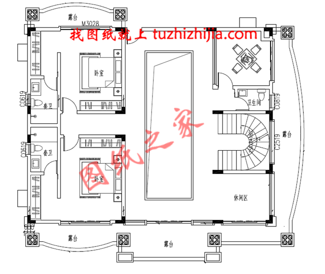 豪华三层别墅设计图纸，户型极佳，带书房和棋牌室、KTV