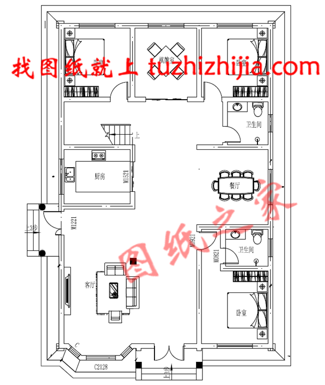 小开间大进深的二层别墅设计图纸，建在农村就是一道风景