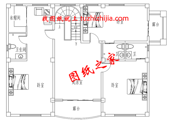 50万左右农村三层别墅设计图纸，带大露台