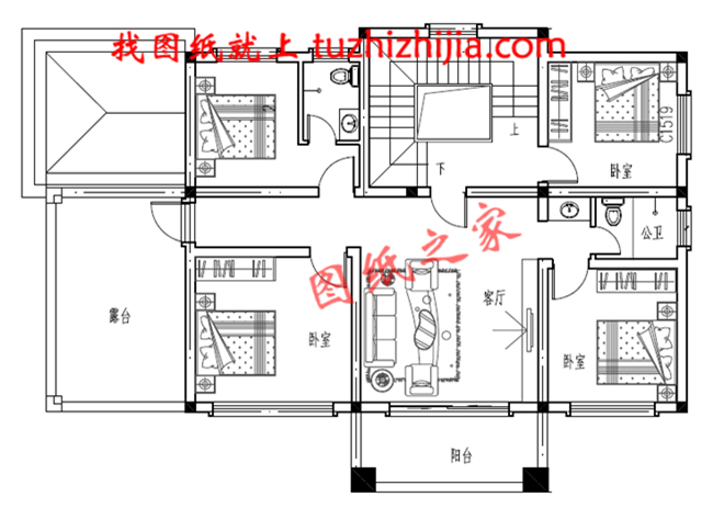 农村二层楼简单大气的楼房设计图纸，带车库，带露台