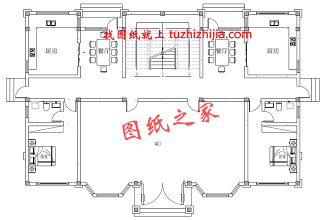 2019年独栋三层双拼别墅户型图，总占地面积300平方米左右