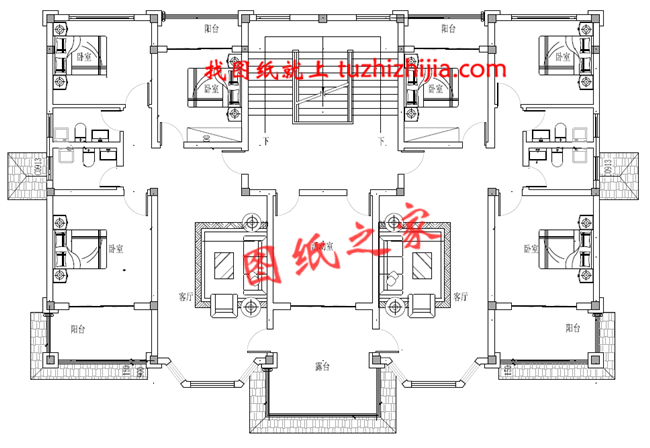 2019年独栋三层双拼别墅户型图，总占地面积300平方米左右