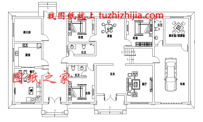 二层带车库欧式尊贵别墅，客厅中空，美观，大气，实用