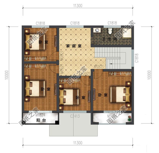 110平方米新农村实用现代的二层建筑设计图纸带外观图11X10