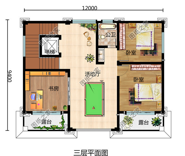 110平方米全新农村简欧风格三层房屋别墅效果图，带电梯设计