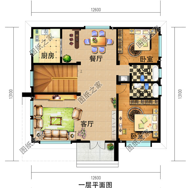 农村自建房乡村现代二层别墅图设计方案，造价低，施工简单