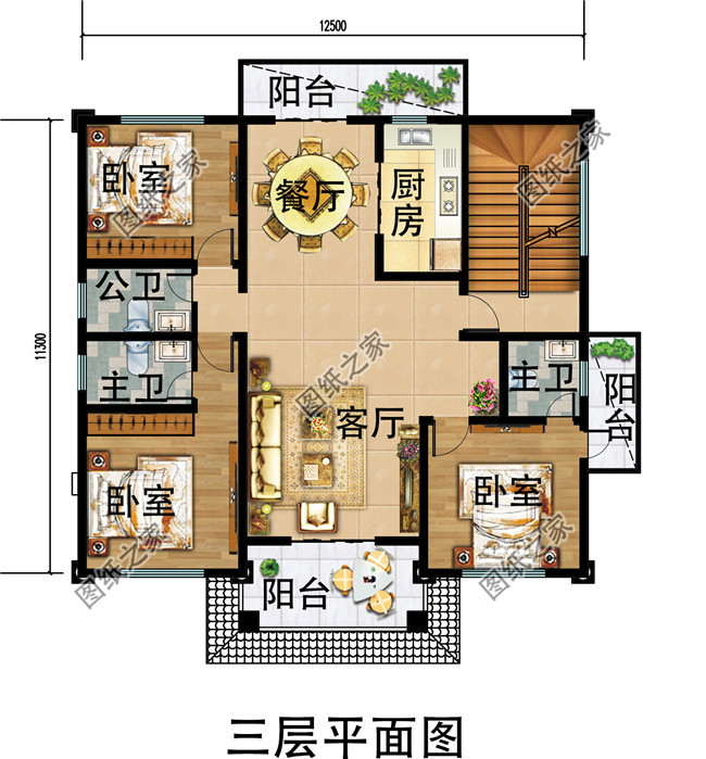 四层简单新农村房屋设计图纸，造价低，适合农村自建