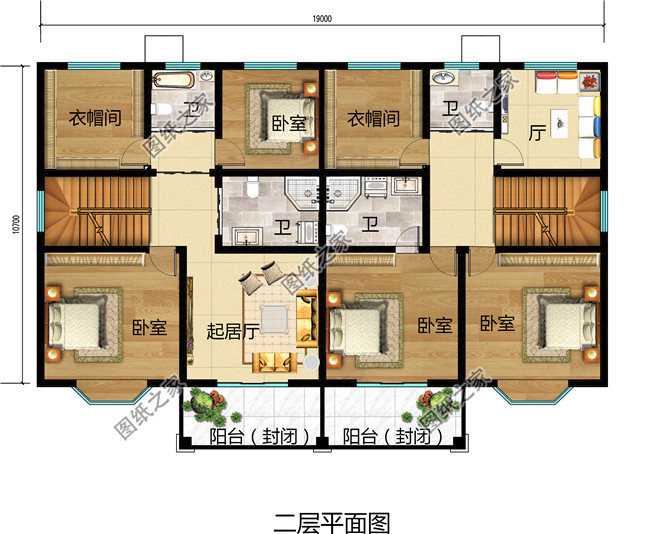 最佳农村两层半兄弟双拼小楼设计图，浪漫、华丽、高贵又有情调