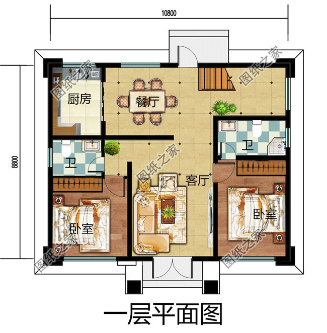 100平方米二层经典新农村小别墅设计建筑图纸