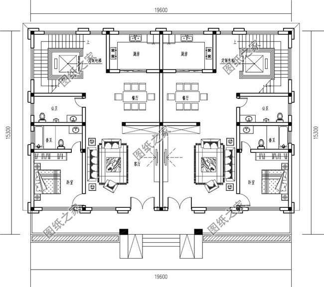 农村兄弟自建三层双拼别墅设计图，漂亮经济实用