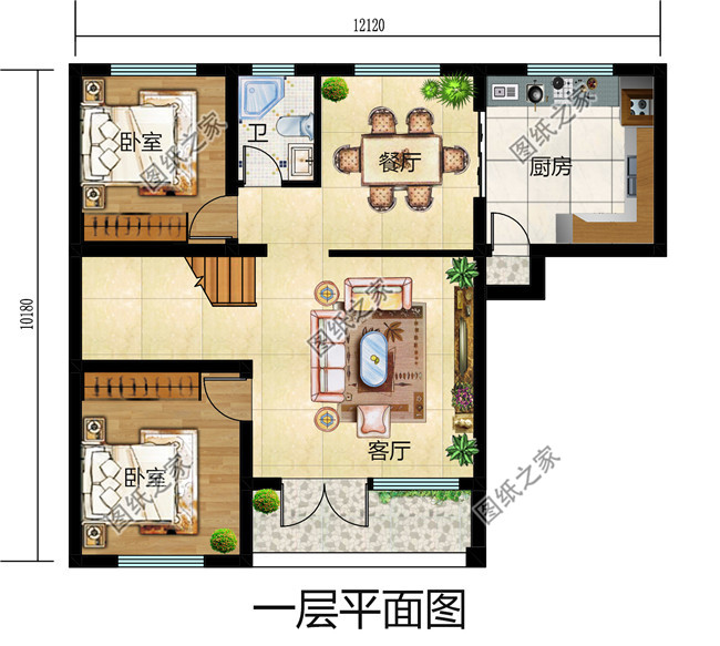 农村两间两层楼房设计图，造价15万左右，独立的厨房设计，干净卫生