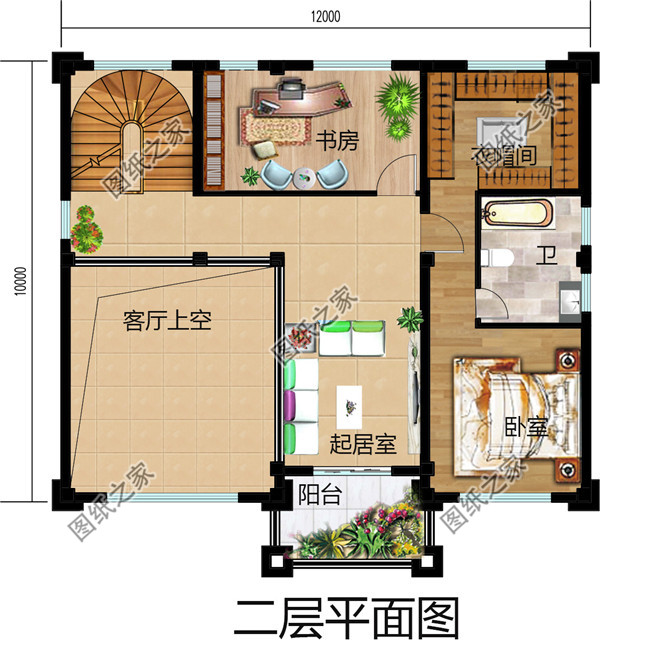 120平方米新农村四层别墅设计图纸12X10米50万以内