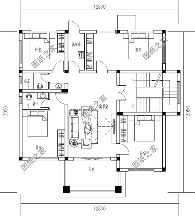 130平米新农村自建房屋施工建筑图纸及效果图