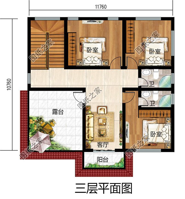 30万造价三层别墅建筑设计图纸，户型利用率高