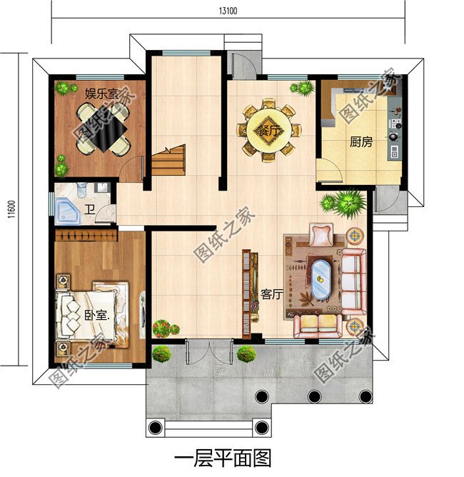 130平方米新农村自建三层别墅设计施工图，13x11米