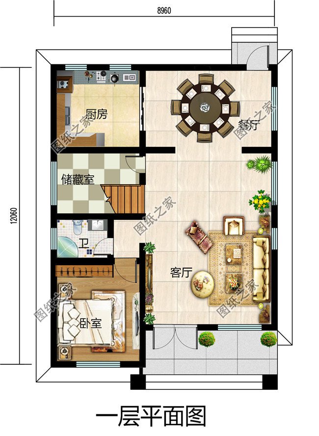 二层农村房屋设计图纸，带效果图和全套施工方案图