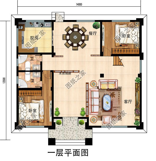 新式带挑空客厅三层乡村别墅设计图，占地170平左右