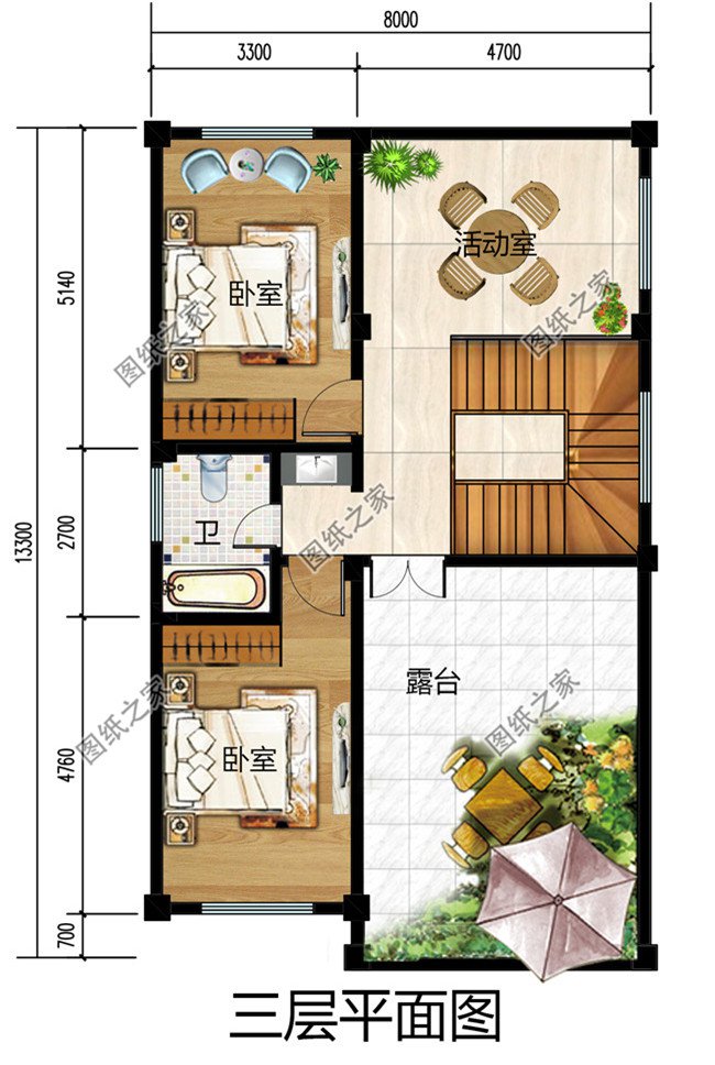 新农村小开间三层楼房设计图，占地100平米左右