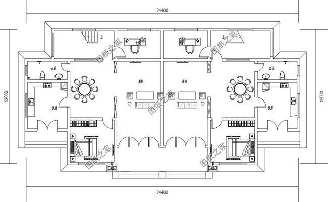 农村二层双拼别墅建筑图纸及效果图