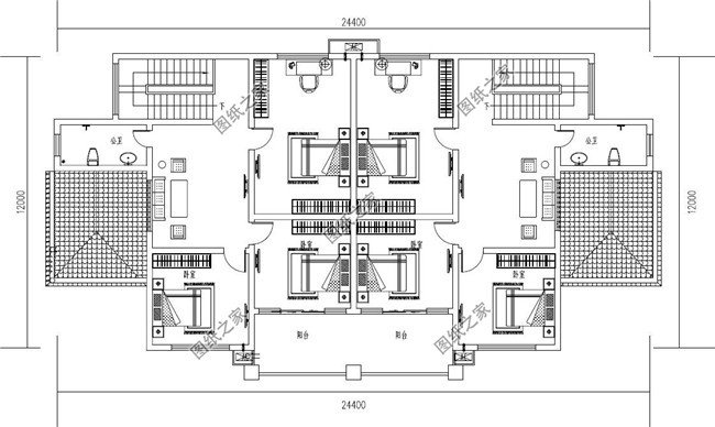 农村二层双拼别墅建筑图纸及效果图