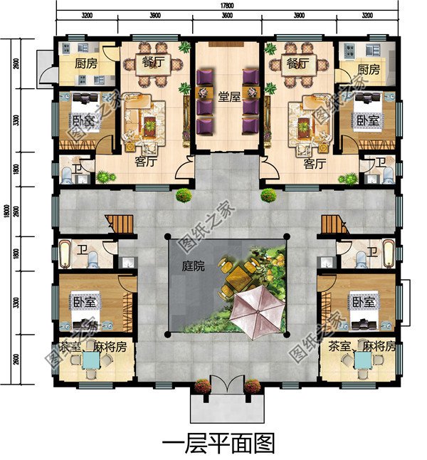 适合农村自建四合院图片，中式二层四合院别墅设计施工图纸